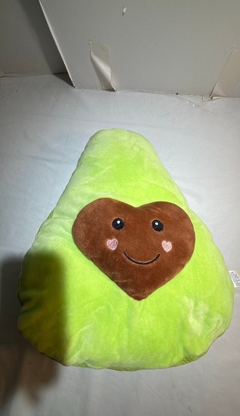 Plush Avocado Pillow with Smiling Face